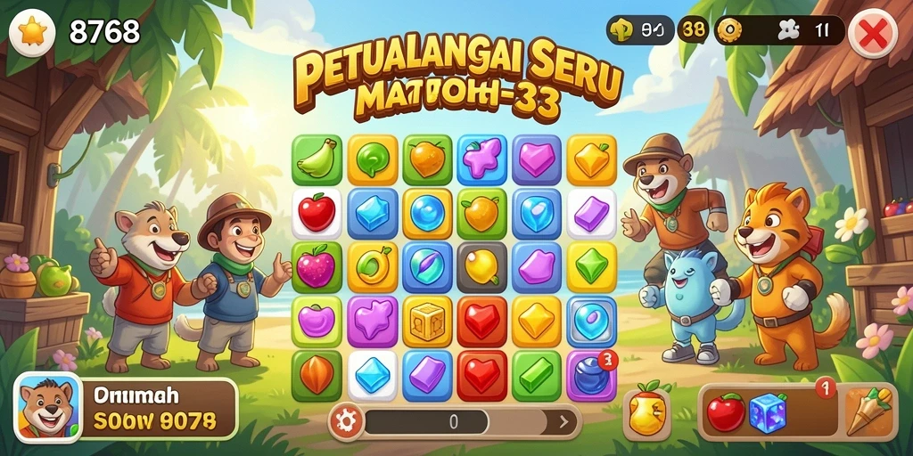 Gameplay seru dan menantang dari 8768 dalam kategori Match-3.