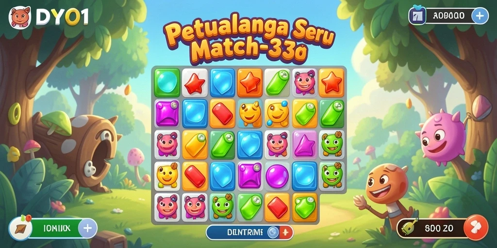 Tampilan gameplay DY01 yang seru dalam permainan Match-3.