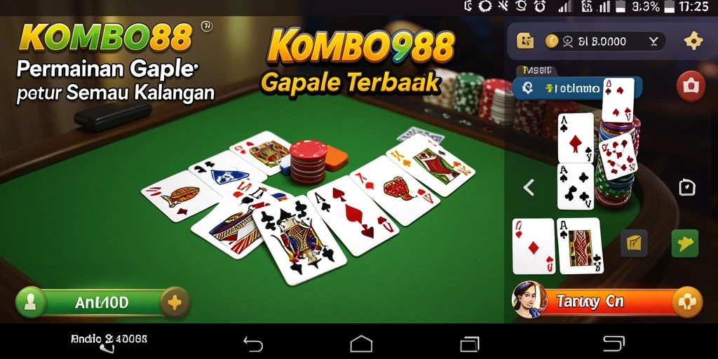 Tampilan gameplay seru game Gaple KOMBO88 yang menghibur.