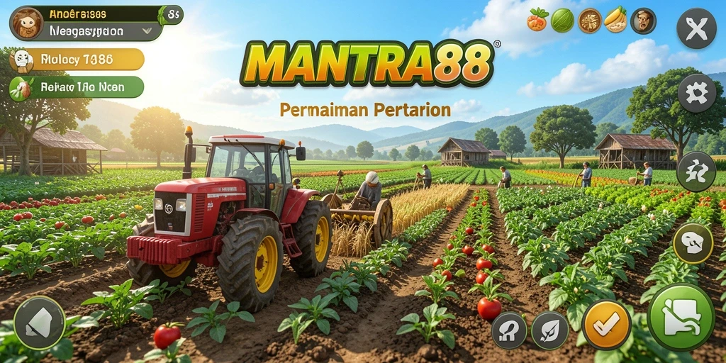 Tangkapan layar gameplay <strong>MANTRA88</strong> menampilkan suasana ladang yang indah dan tanaman yang subur.