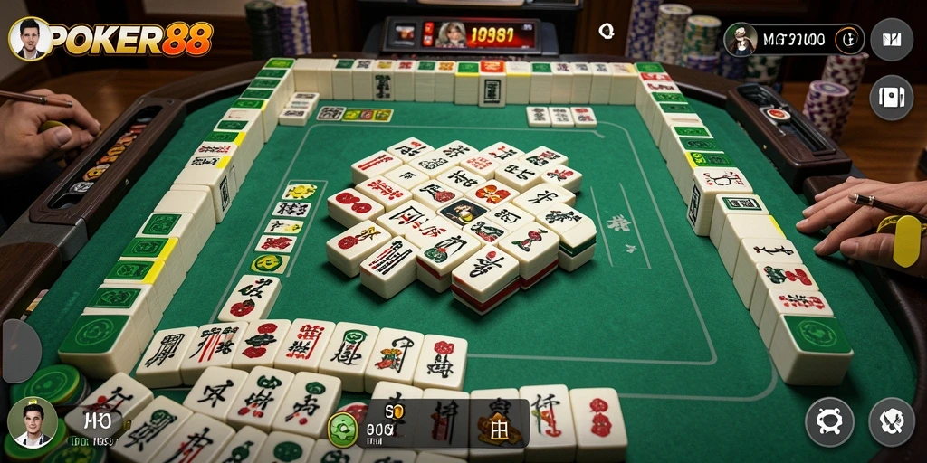 Tampilan gameplay Mahjong di POKER88 yang menarik dan interaktif.