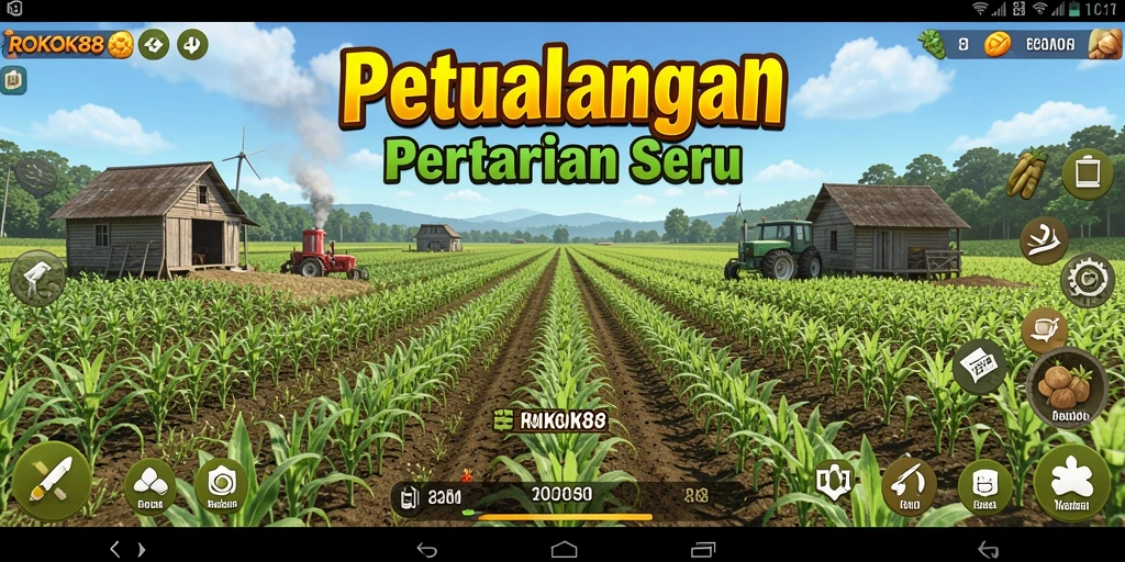 Tampilan gameplay ROKOK88 dengan berbagai tanaman dan hewan.