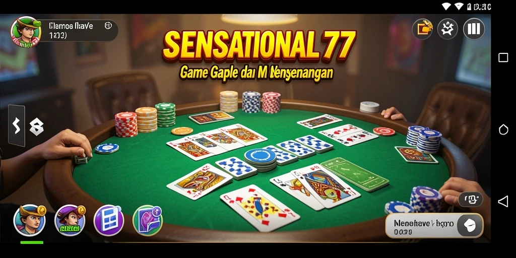 Tampilan gameplay SENSATIONAL77 yang seru dalam permainan Gaple.
