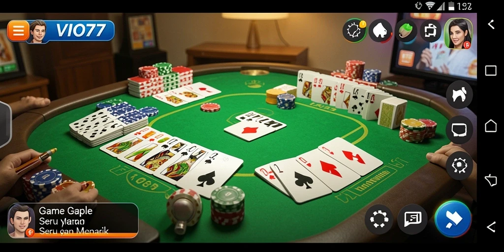 Screenshot menunjukkan gameplay seru VIO77 saat bermain Gaple.