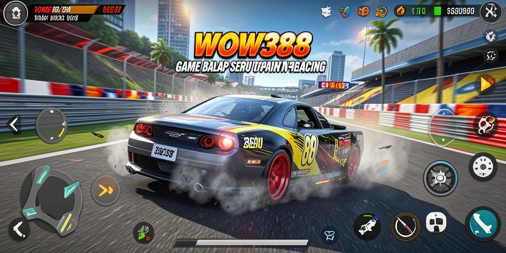 Tampilan gameplay WOW388 yang mendebarkan dengan berbagai mobil balap.